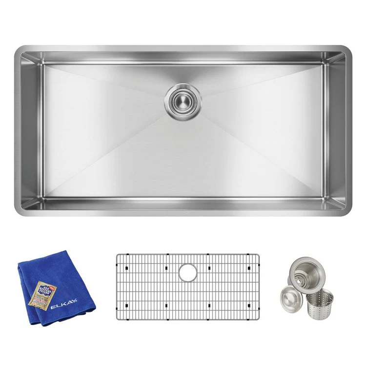 Kitchen Sink Crosstown 36.5 x 18.5 Inch Single Bowl Kit Polished Satin Undermount - Frankwebs