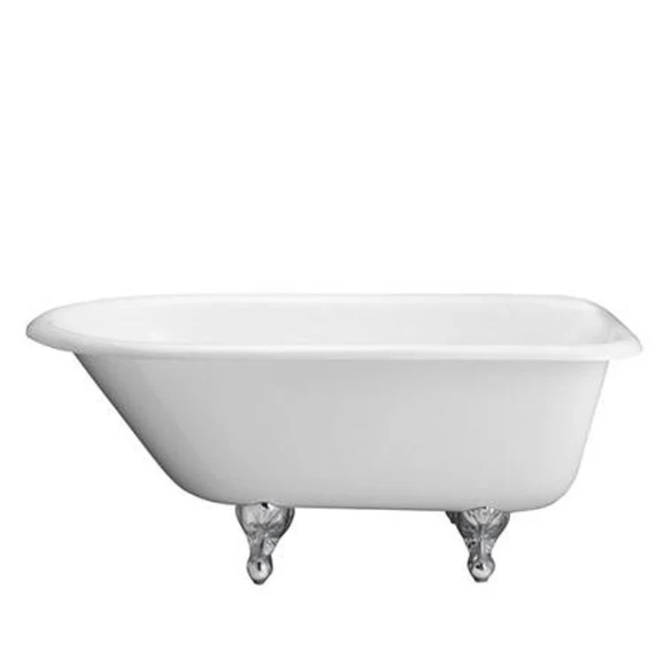 Freestanding Tub Beecher 60 Inch Roll Top Oval Cast Iron White/White Ball and Claw Feet 7 Inch Center Faucet Holes - Frankwebs