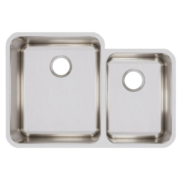 Kitchen Sink Lustertone Classic 30.75 x 21 Inch Double Bowl Offset 60/40 Lustrous Highlighted Satin Undermount - Frankwebs