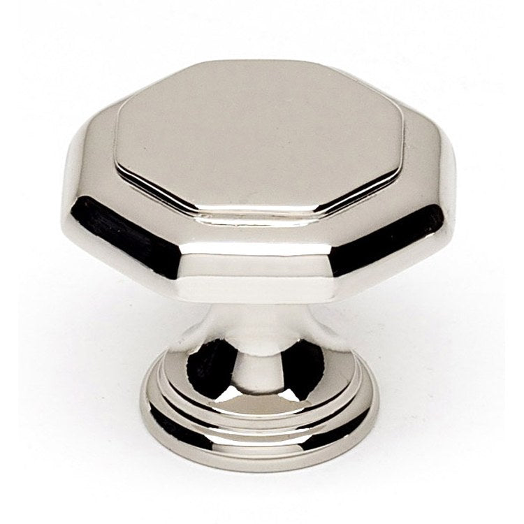 Knob II Collection Hexagon Polished Nickel Brass 1-1/8 Inch 1 Inch 11/16 Inch - Frankwebs