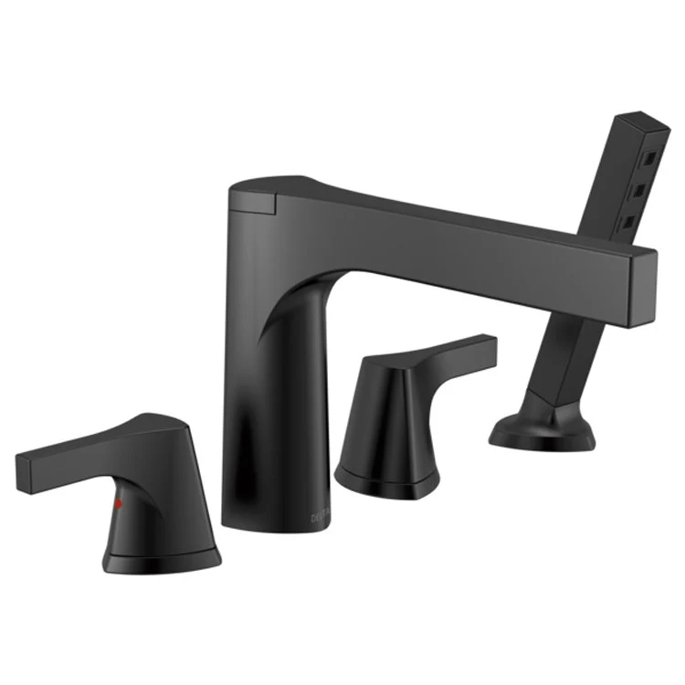 Roman Tub Trim Zura with Handshower 2 Lever Matte Black ADA 8 to 16 Inch Spread - Frankwebs