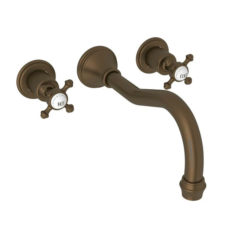 Tub Filler Georgian Era Wall Mount 2 Cross Column Spout English Bronze - Frankwebs