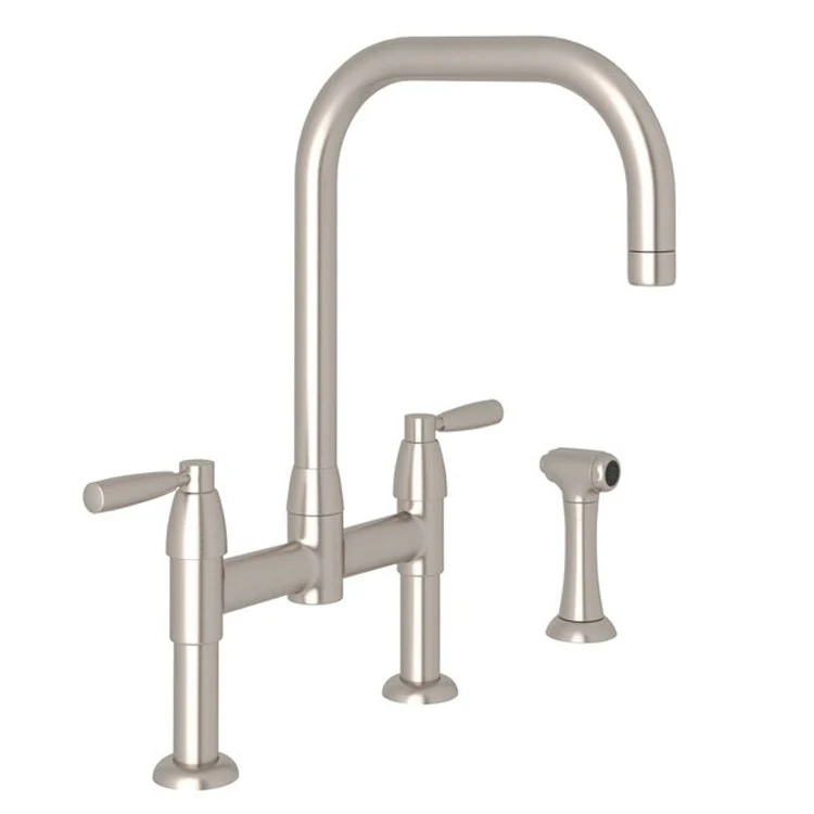 Kitchen Faucet Holborn 8 Inch Spread 2 Lever Satin Nickel Bridge U-Spout 1.8 Gallons per Minute - Frankwebs