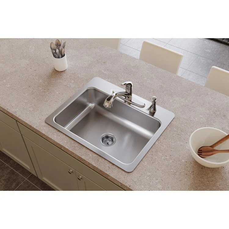 Kitchen Sink Dayton 27 x 22 Inch Single Bowl 2 Hole Elite Satin Top Mount Undermount - Frankwebs
