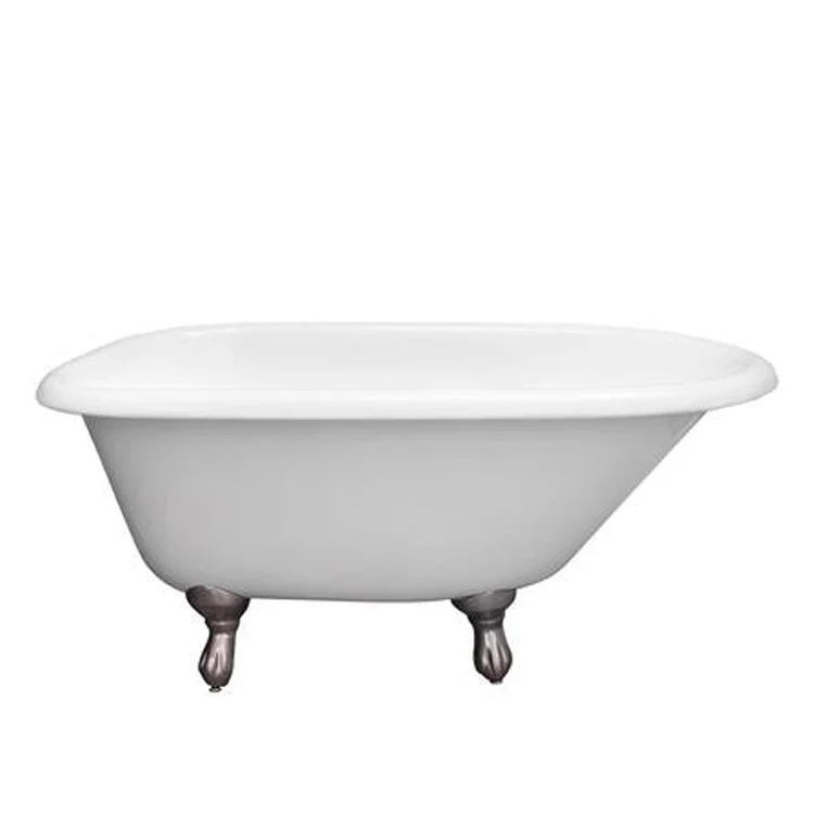 Freestanding Tub Addison 48 Inch Roll Top Oval Cast Iron White/Brushed Nickel Ball and Claw Feet No Faucet Holes - Frankwebs
