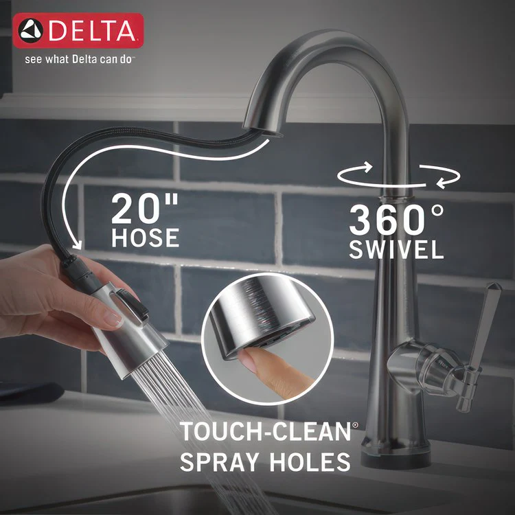 Bar Faucet Emmeline 1 Lever ADA Lumicoat Arctic Stainless Pull Down 1.8 Gallons per Minute - Frankwebs