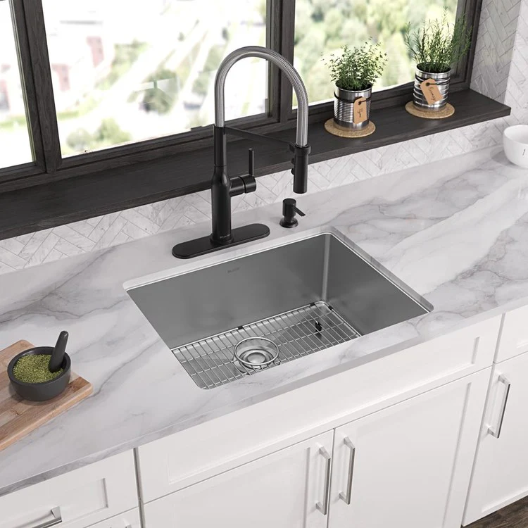 Kitchen Sink Crosstown 25 x 22 Inch Single Bowl 4 Hole Polished Satin Drop-In Undermount - Frankwebs