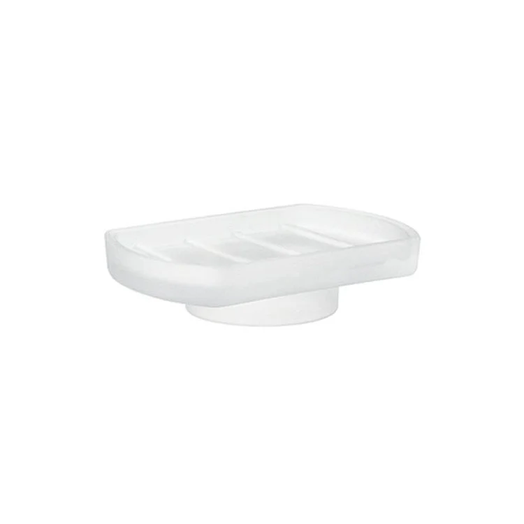 Soap Dish Xtra Stainless Steel Rectangular Frosted Glass 4-5/7 x 3-1/7 x 1 Inch - Frankwebs