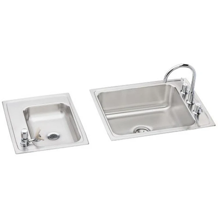 Classroom Sink Lustertone 41 x 19-1/2 x 7-5/8 Inch 3-1/2 Inch 7-1/2 Inch 2 Bowl Left Kit 4 Hole Lustrous Satin Drop-In 45 Inch - Frankwebs
