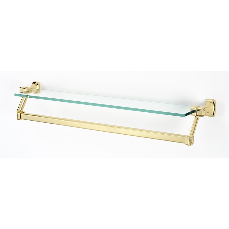 Shelf Cube Bath with Towel Bar Polished Nickel 25 Inch Brass/Glass - Frankwebs