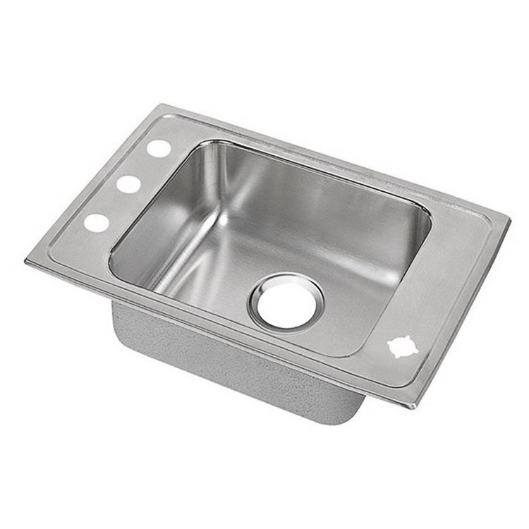 Classroom Sink Lustertone 25 x 22 Inch Single Bowl ADA 4 Hole Lustrous Satin Drop-In Minimum Cabinet Size 30 Inch 5-1/2 Inch Quick Clip Mounting System 18 Gauge Bottom Pads Only Mounting Hardware Included for Up to 3/4IN Countertop - Frankwebs