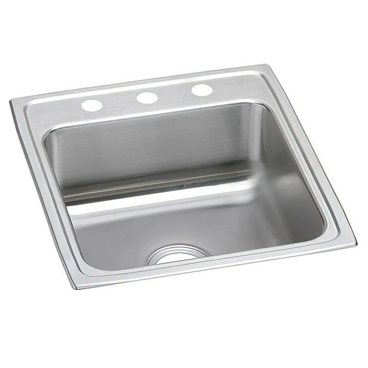 Kitchen Sink Lustertone Classic 19.5 x 22 Inch Single Bowl ADA Lustrous Satin Drop-In Rectangle Drain Location Rear Center Depth 6 Inch Bottom Only Pads - Frankwebs