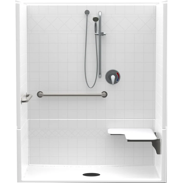 Shower Module 60 x 34 x 75-1/2 Inch Center Drain Left Hand Seat White - Frankwebs