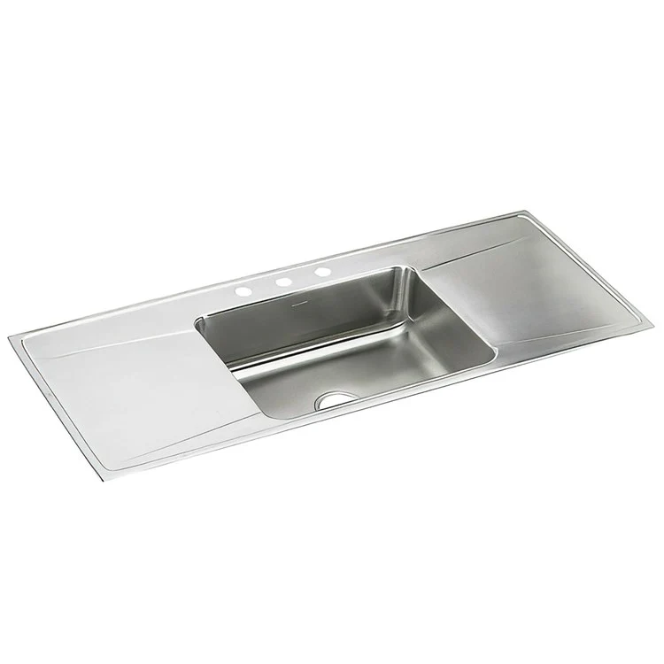 Kitchen Sink Lustertone Classic 54 x 22 Inch Single Bowl 1 Hole Lustrous Highlighted Satin Top Mount - Frankwebs