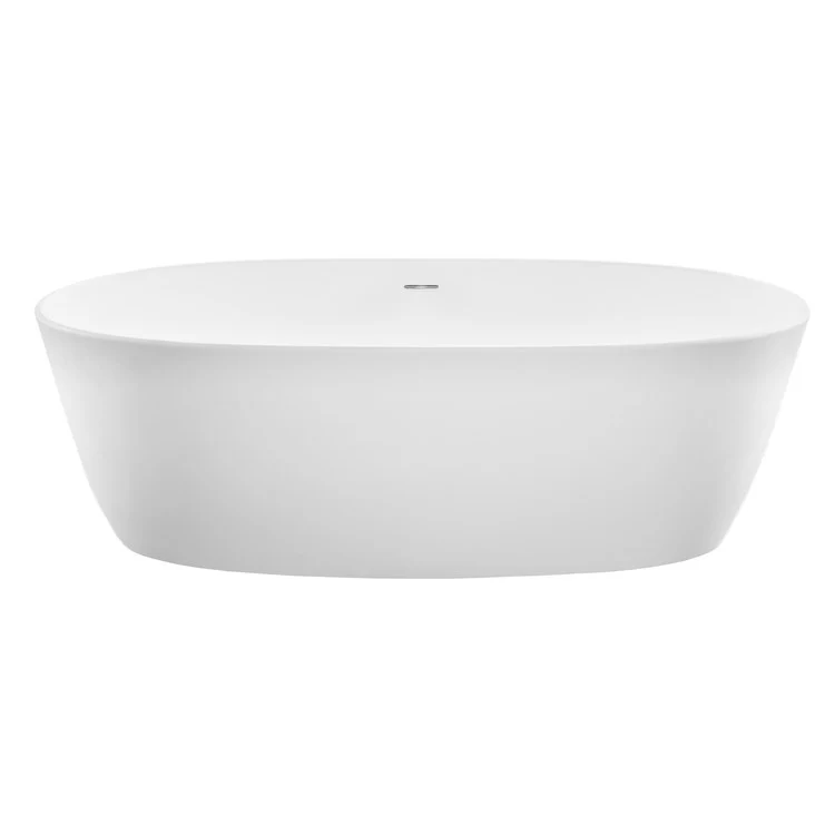 Soaking Tub Elena 65 x 32 Inch Freestanding Rolled Rim Center White Gloss Sculpturestone 102 Gallons 21-1/2 Inch - Frankwebs