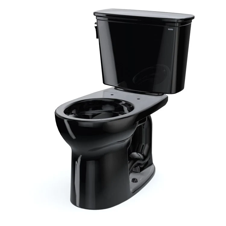 Toilet Drake 2 Pieces Transitional Universal Height Ebony Round Front ADA 30-11/16 Inch 1.28 Gallons per Flush Left Hand Chrome Less Seat - Frankwebs