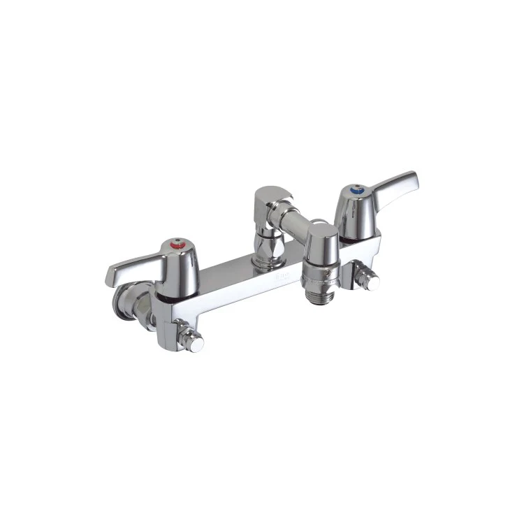 Service Faucet Wall Mount with Integral Check Stops 8 Inch Spread 2 Lever ADA WaterSense Chrome - Frankwebs