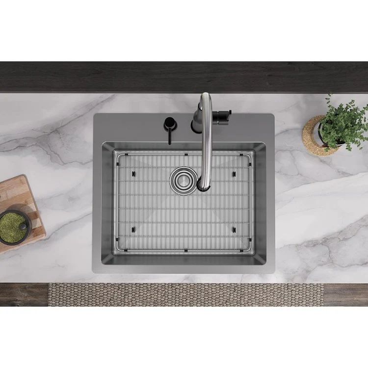 Kitchen Sink Crosstown 25 x 22 Inch Single Bowl 2 Hole Polished Satin Drop-In Undermount - Frankwebs