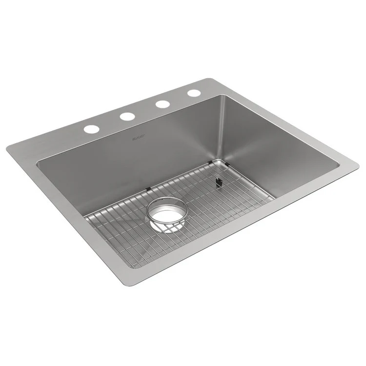 Kitchen Sink Crosstown 25 x 22 Inch Single Bowl 4 Hole Polished Satin Drop-In Undermount - Frankwebs