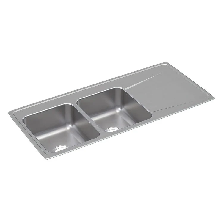 Kitchen Sink Lustertone Classic 48 x 22 Inch Double Bowl Equal with Right Drainboard Lustrous Satin Drop-In - Frankwebs