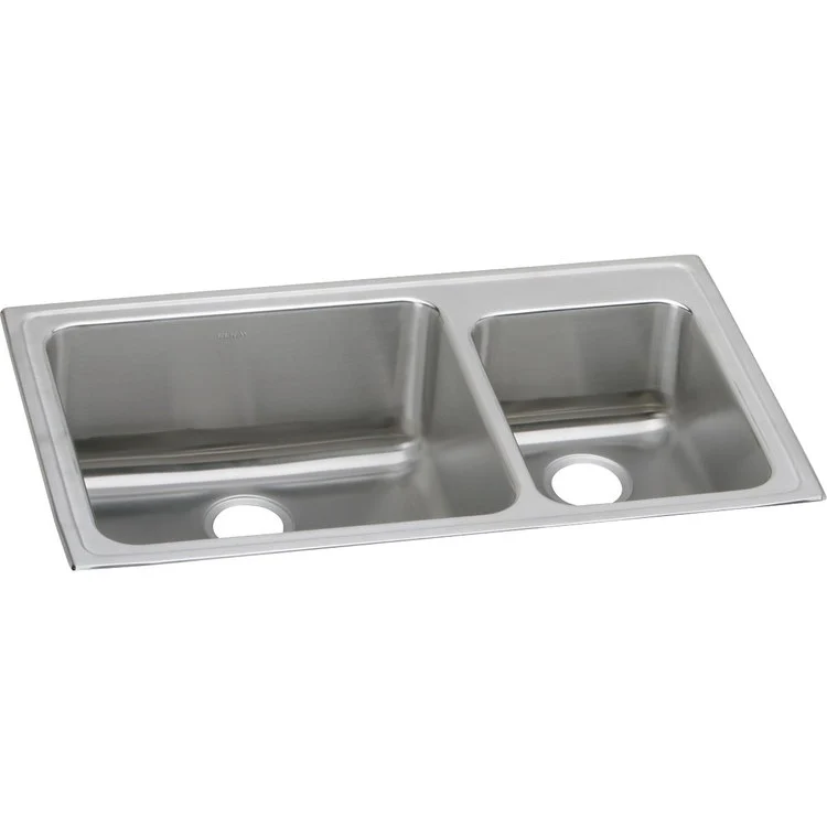 Kitchen Sink Lustertone Classic 37 x 22 Inch Double Bowl Offset 60/40 Lustrous Satin Drop-In - Frankwebs
