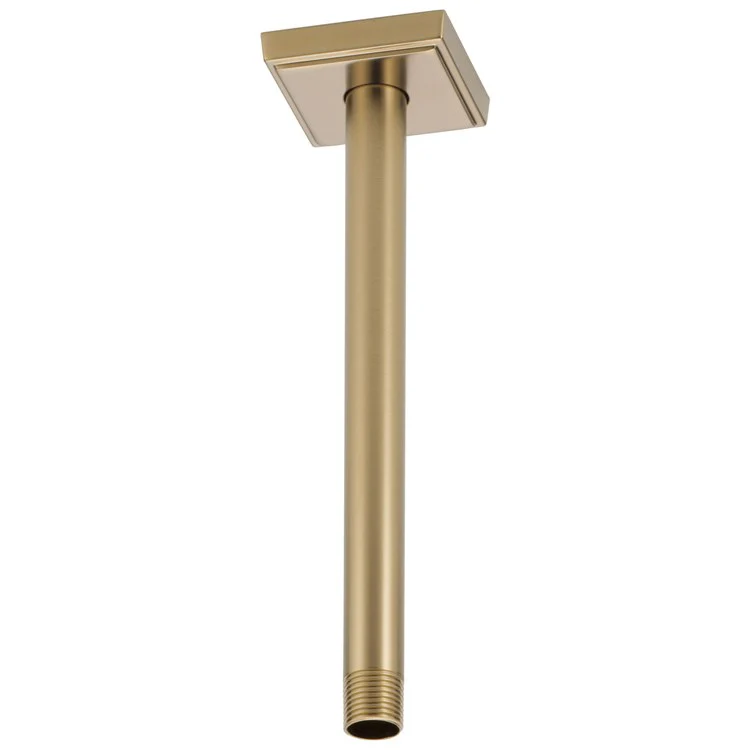 Shower Arm Universal Showering with Square Flange Brilliance Luxe Gold 10 Inch 1/2