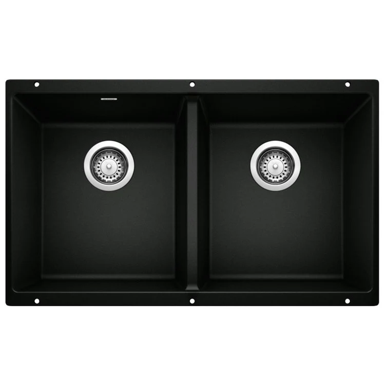 Kitchen Sink Precis 30 x 18 Inch Double Bowl Equal Double Coal Black Undermount Rectangle Silgranit - Frankwebs