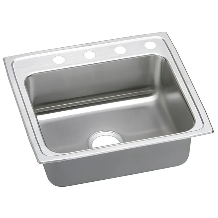 Kitchen Sink Lustertone Classic 22 x 19.5 Inch Single Bowl ADA Lustrous Highlighted Satin Top Mount Rectangle Drain Location Rear Center Depth 5 Inch Quick Clip Mounting System Full Spray Sides and Bottom - Frankwebs
