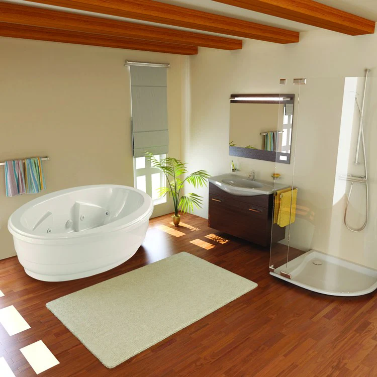 Soaking Tub Designer Collection Nina 72 x 44 Inch Freestanding Tub Only Side Center Biscuit Acrylic - Frankwebs