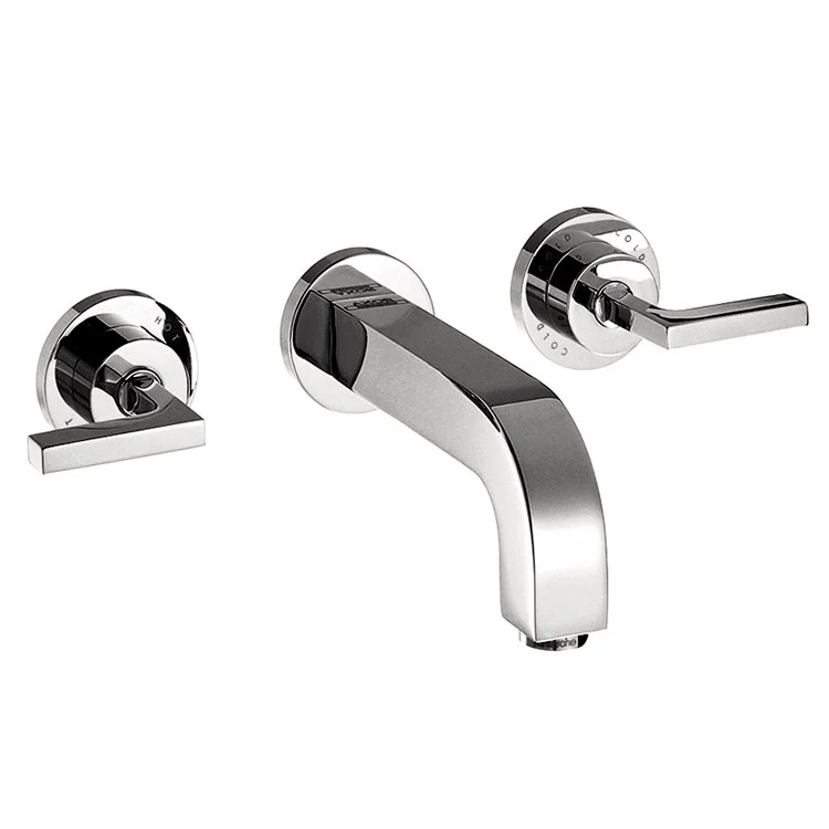 AXOR Citterio Two Handle 3-Hole Wall Mount Bathroom Faucet with Lever Handles without Pop-Up Drain - Frankwebs