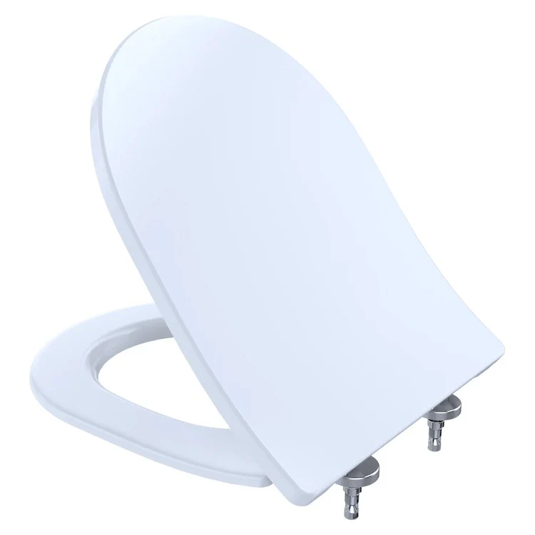 Toilet Seat Slim D-Shape Closed Front with Cover Slow Close Plastic Cotton 17-7/8 Inch - Frankwebs