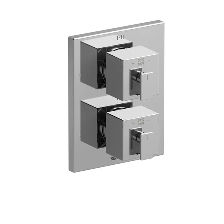 Thermostatic and Pressure Balance Valve Trim Zendo 3/4 Inch Rectangular 4-Way 6 Function 2 Lever Chrome - Frankwebs