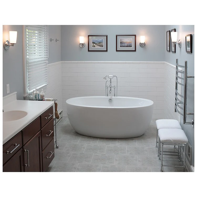 Soaking Tub Olivia 1 66 x 36 Inch Freestanding Sculpted Center White Acrylic CXL 87 Gallons 23-1/2 Inch - Frankwebs