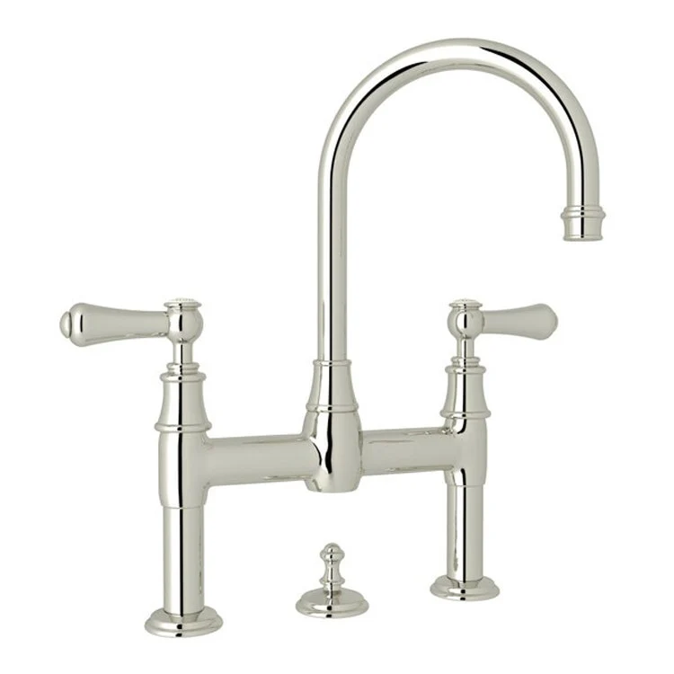 Lavatory Faucet Georgian Era Bridge 7-7/8 Inch Spread 2 Porcelain Cap Lever Polished Nickel 1.2 Gallons per Minute - Frankwebs