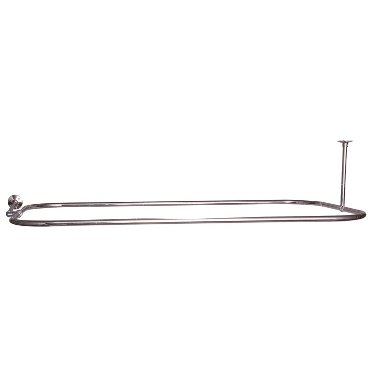 Shower Rod Rectangular with Side Support Polished Nickel 48 x 24 Inch Brass - Frankwebs