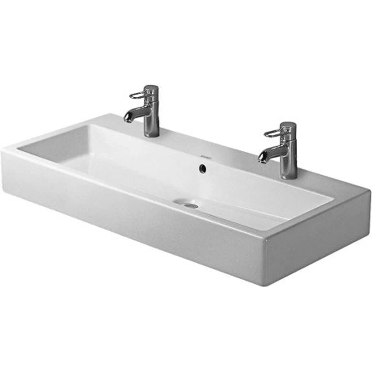 Lavatory Sink Vero Ground with Overflow 18-1/2 x 39-3/8 Inch 18-1/4 Inch Spread Rectangle White 2 Hole - Frankwebs