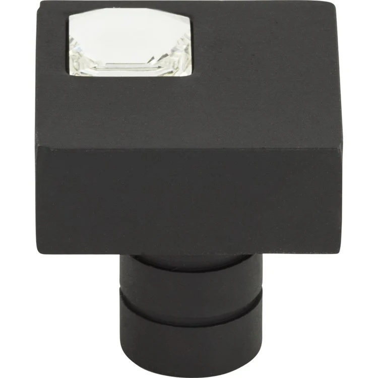 Knob Atlas Crystal Off Center Square Matte Black Aluminum & Crystal 1 Inch - Frankwebs