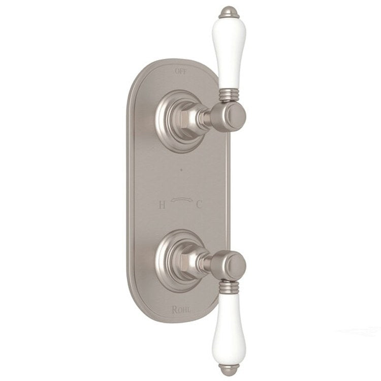Thermostatic Trim 1/2 Inch with Diverter 2 Porcelain Lever Satin Nickel 6.7 Gallons per Minute Brass - Frankwebs
