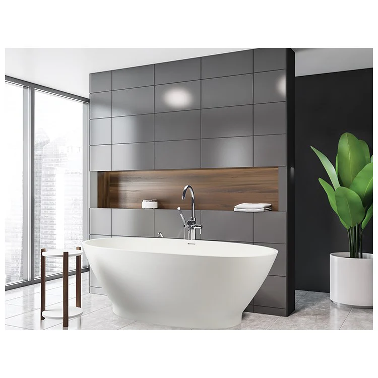 Soaking Tub Alissa 64.75 x 33.5 Inch Freestanding Center Biscuit Matte Sculpturestone 90 Gallons 21-5/8 Inch - Frankwebs