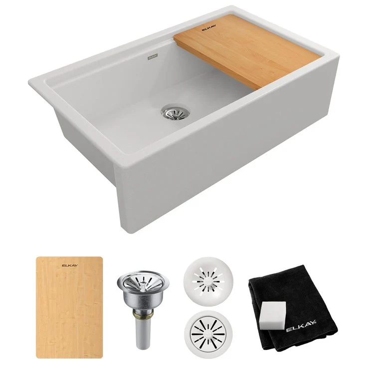 Kitchen Sink Quartz Luxe 36 x 21.5 Inch Single Bowl Perfect Drain Parchment Farmhouse - Frankwebs