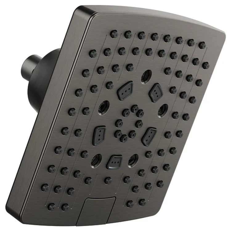 Showerhead Universal Showering 5 Function Wall Mount Brilliance Black Onyx 7 Inch 1.75 Gallons per Minute H2Okinetic Linear Square Includes H2Okinetic Rinsing Shampoo Full Full & Shampoo & Massage Spray - Frankwebs