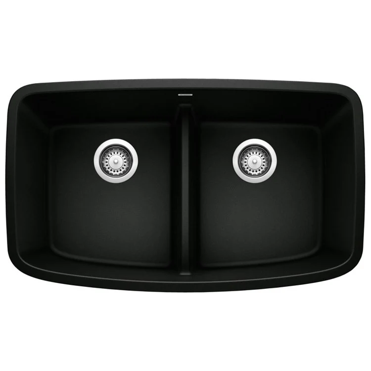 Kitchen Sink Valea 32 x 19 Inch Double Bowl Low Divide Coal Black Undermount Rectangle Silgranit - Frankwebs