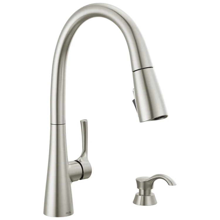 Kitchen Faucet Auburn with Soap Dispenser 1 Lever ADA Spotshield Stainless 8-3/8 Inch Pull Down 1.8 Gallons per Minute - Frankwebs