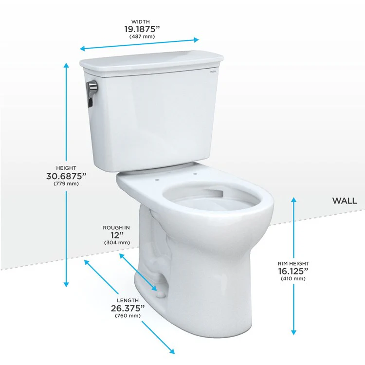 Toilet Drake 2 Pieces Transitional Universal Height Ebony Round Front ADA 30-11/16 Inch 1.28 Gallons per Flush Left Hand Chrome Less Seat - Frankwebs