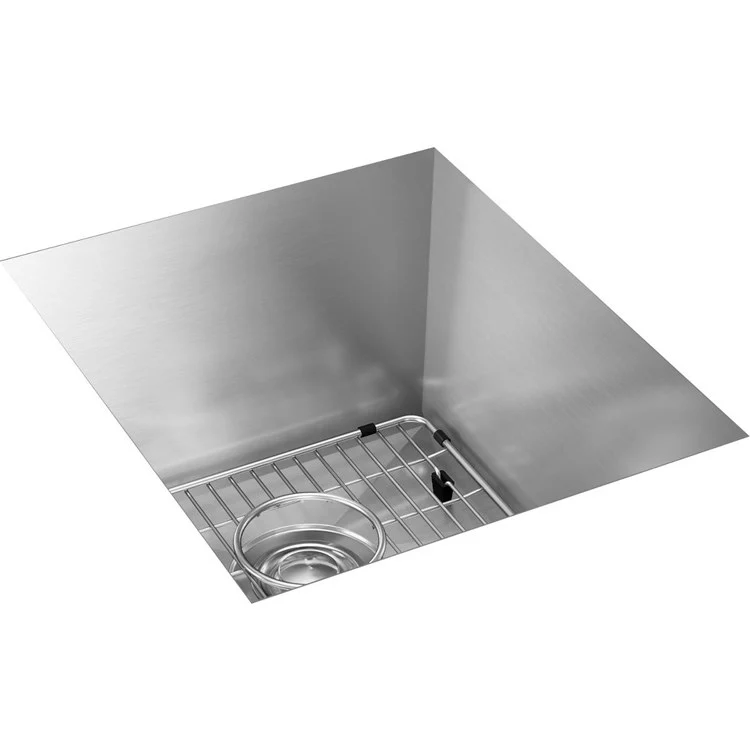 Sink Kit Crosstown 16 x 18.5 Inch Single Bowl Polished Satin Bottom Grid Strainer Drain Cleanser Towel Cloth Bag - Frankwebs