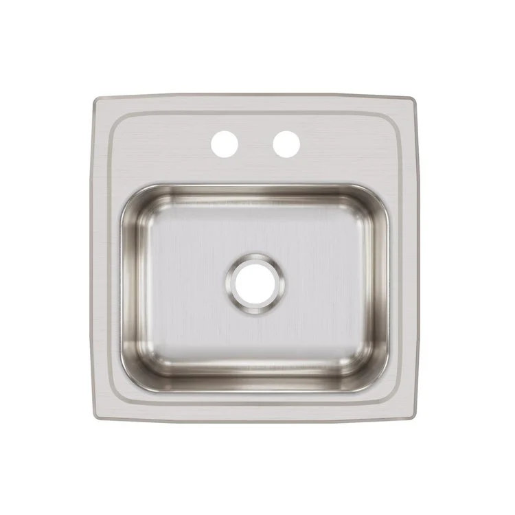 Bar Sink Lustertone Classic 15 x 15 Inch Single Bowl 2 Hole ADA Lustrous Satin Drop-In Square Drain Size 2 Inch - Frankwebs