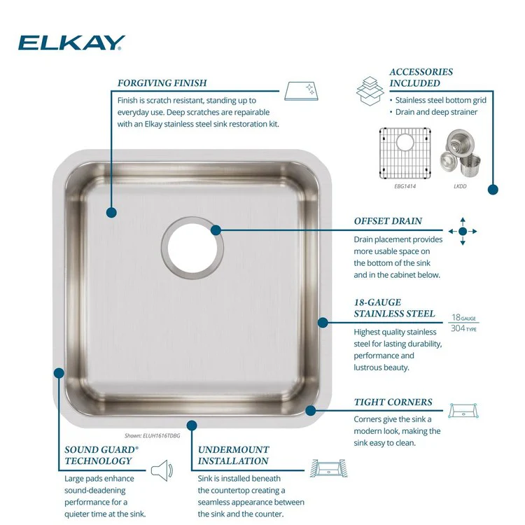 Sink Kit Lustertone Iconix 18.5 x 18.5 Inch Single Bowl Luminous Satin Bottom Grid Drain Strainer - Frankwebs
