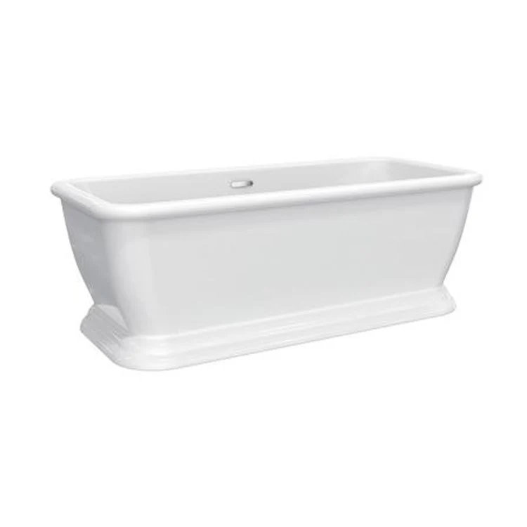 Freestanding Tub Verron 69 Inch Rectangle Acrylic White/Polished Nickel Drain and Overflow Covers No Faucet Holes - Frankwebs