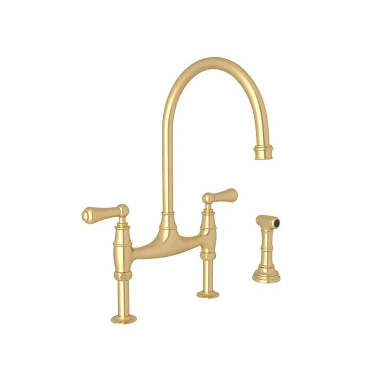 Kitchen Faucet Georgian Era 7-7/8 Inch Spread 2 Lever Polished Nickel Bridge Swivel Spout 1.8 Gallons per Minute - Frankwebs