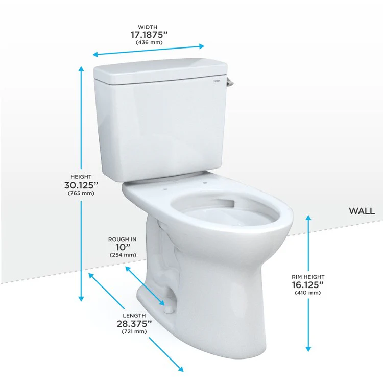 Toilet Drake 2 Pieces Universal Height Cotton Elongated ADA 30-1/8 Inch 1.28 Gallons per Flush 10 Inch Rough Right Hand Chrome Less Seat - Frankwebs